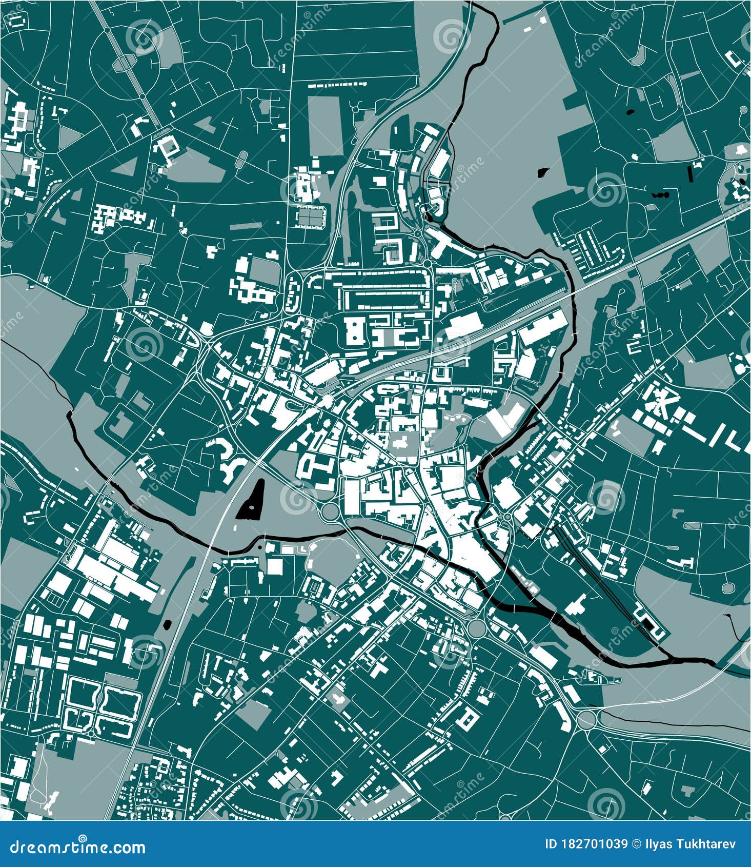 Map of the City of Chelmsford, England, UK Stock Vector - Illustration