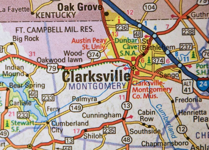 Map Image of Clarksville, Tennessee