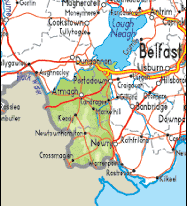 Map Of Co Armagh Ireland