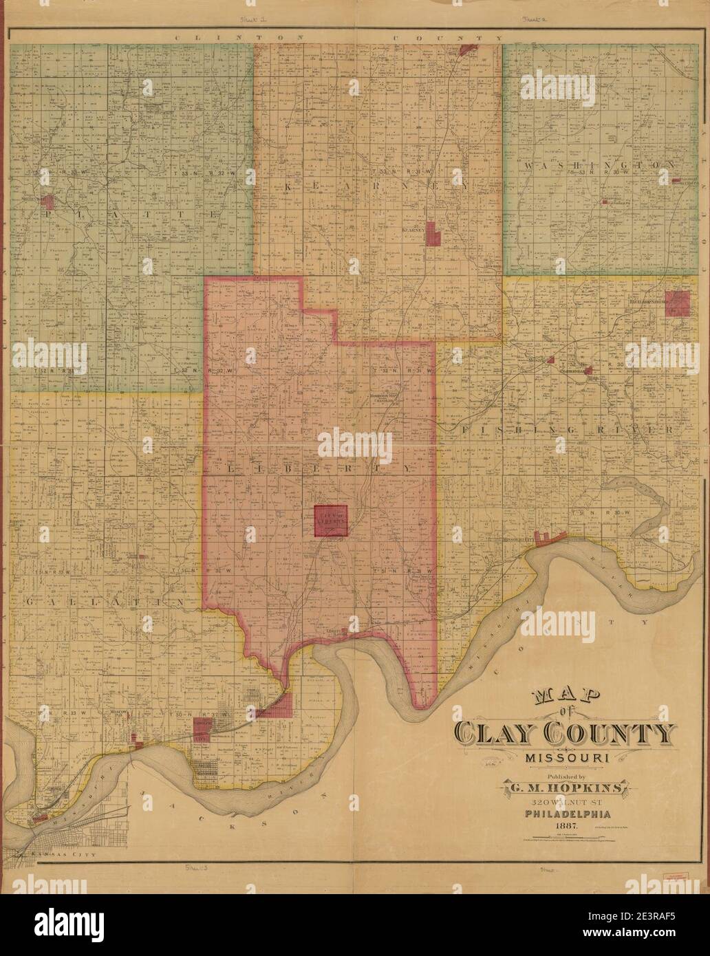 Stock Photo Map of Clay County Missouri