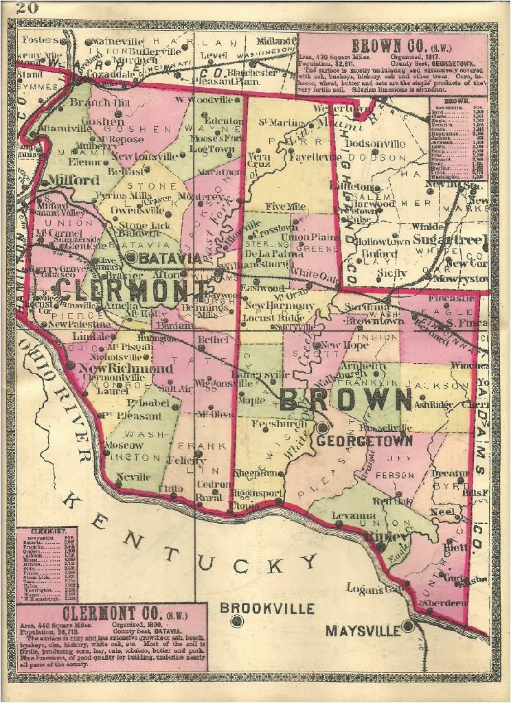Map of Clermont County Ohio 1888