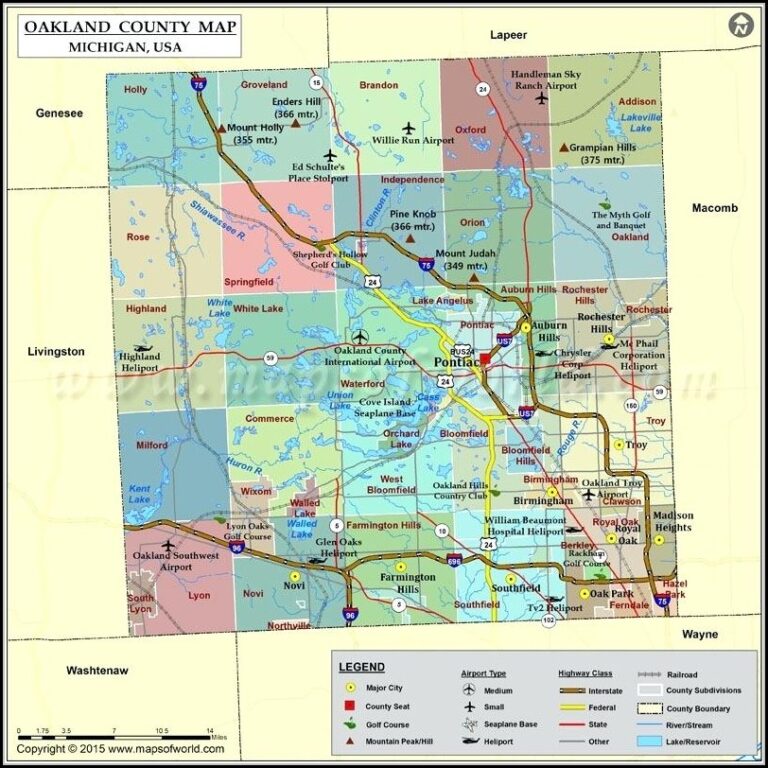 Map of Macomb County Michigan with Cities