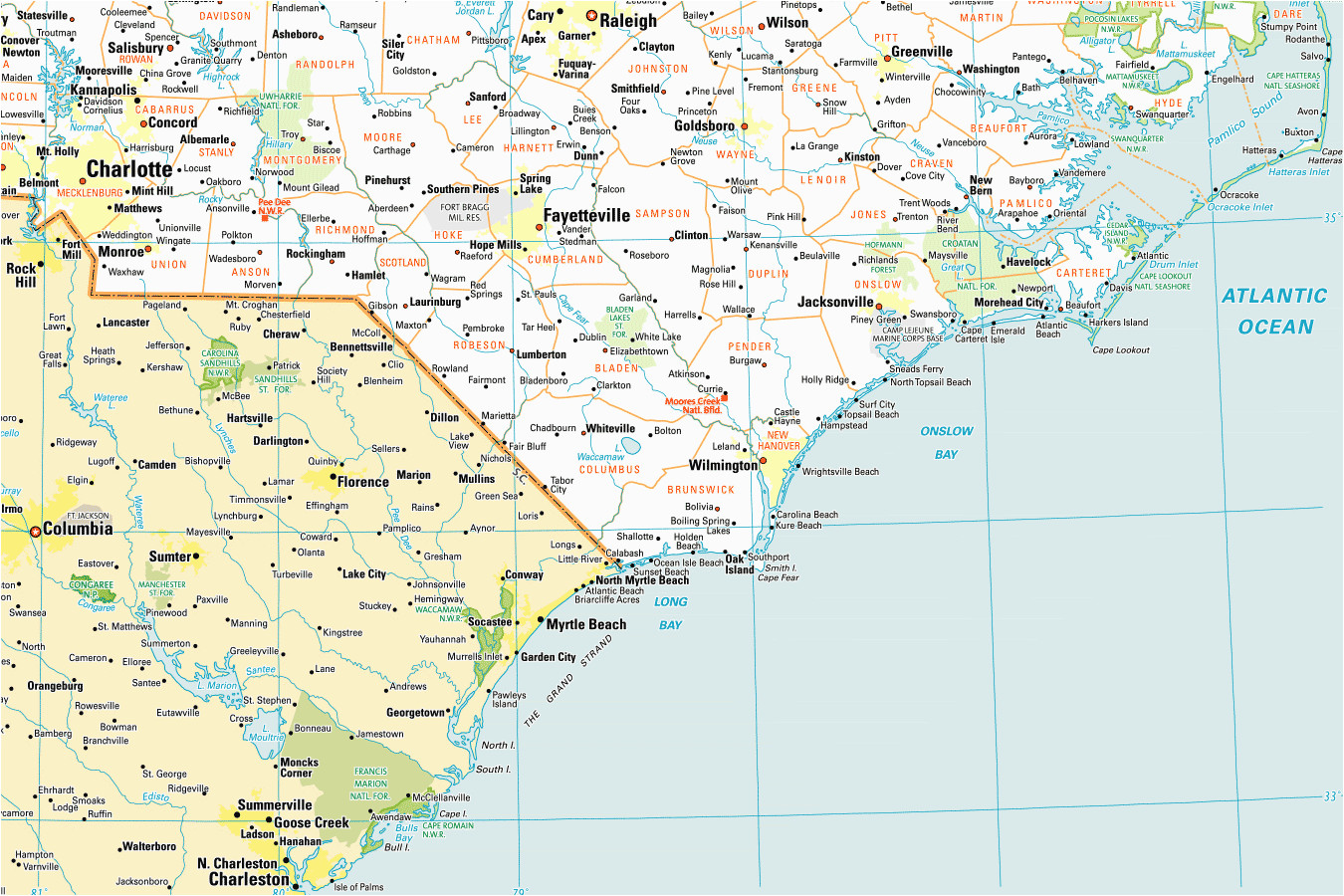 North Carolina East Coast Map - Mapping Resources