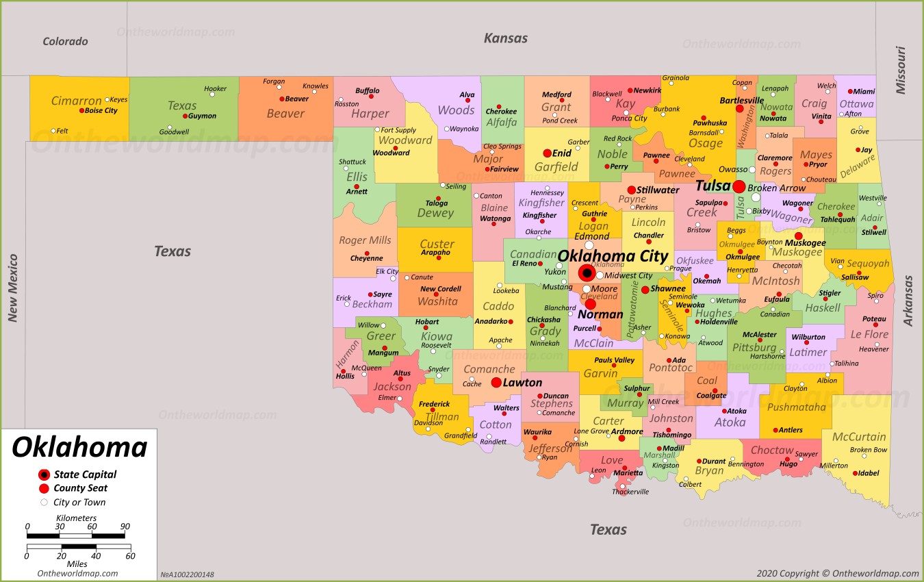 Printable Map Of Oklahoma