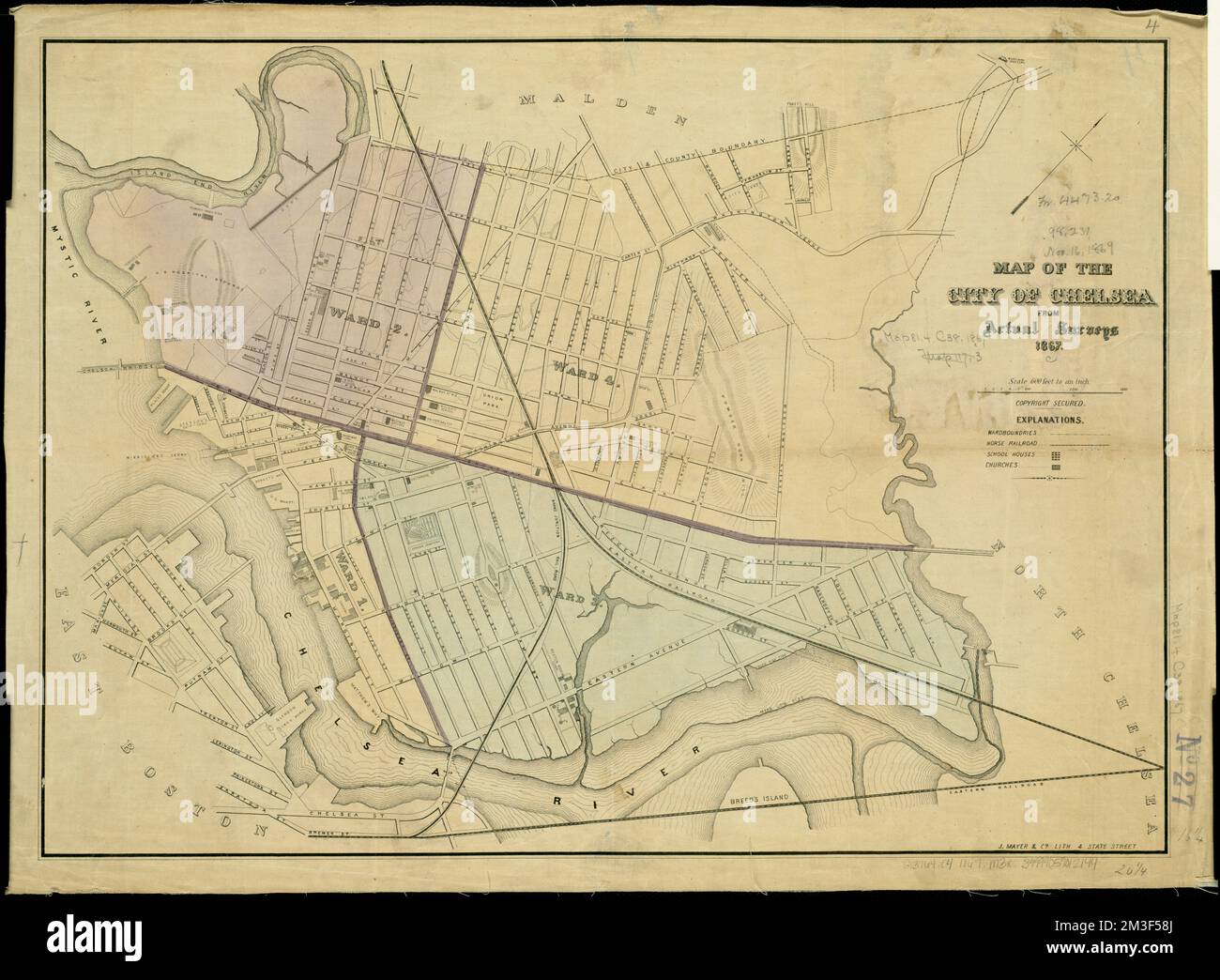 Historical Map of the city of Chelsea from 1867