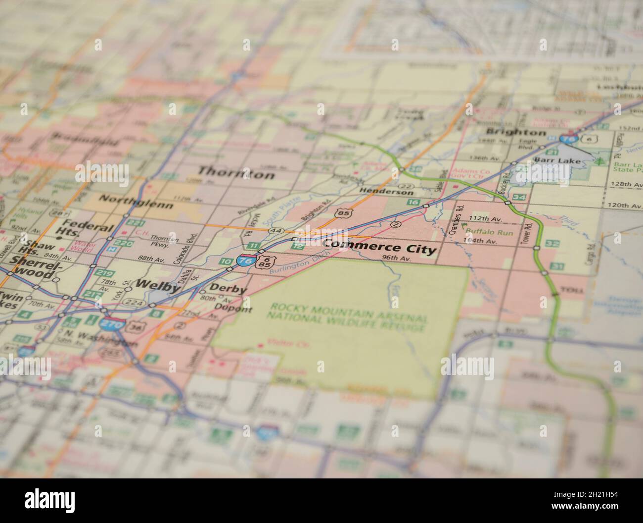 Stock Photo Map of Commerce City, CO