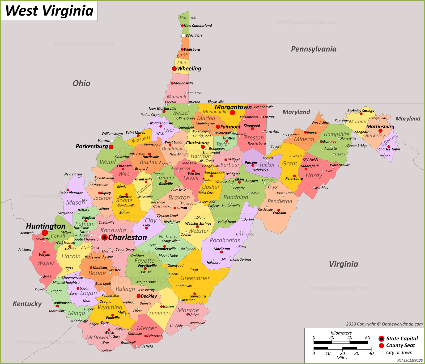 Map Of West Virginia With Cities