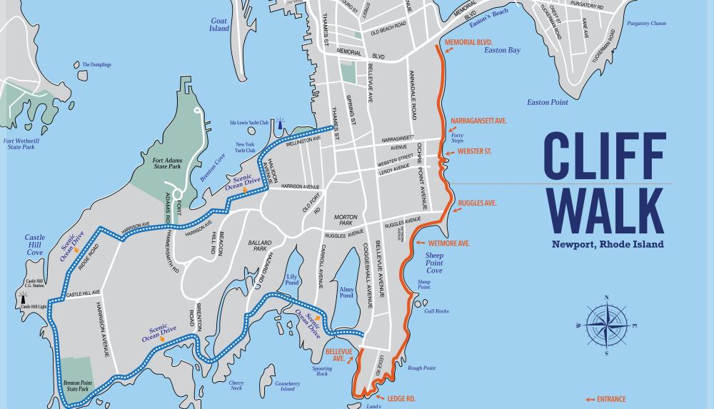 Cliff Walk Map from Discover Newport