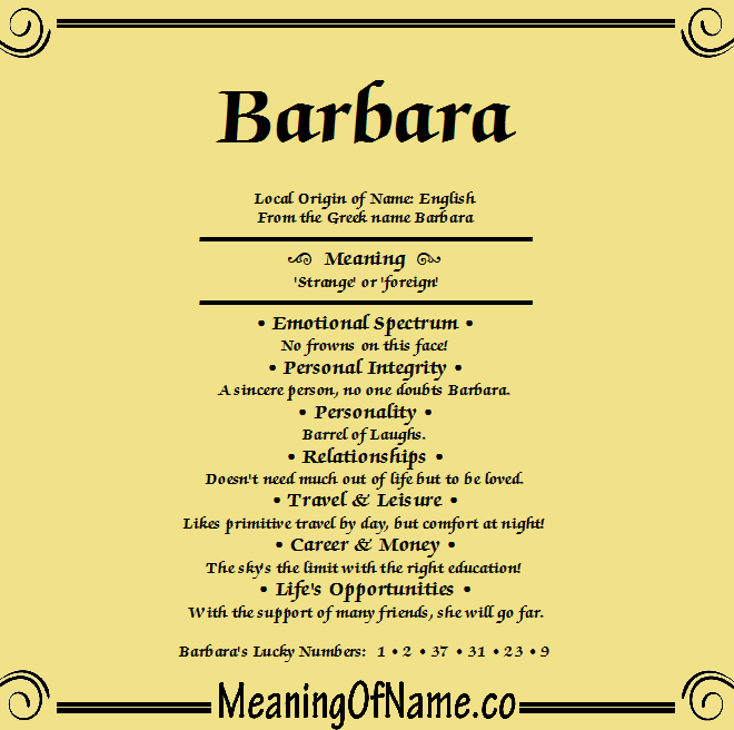 What Is The Spiritual Meaning Of The Name Barbara