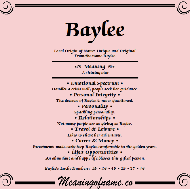 What Does The Name Baylee Mean