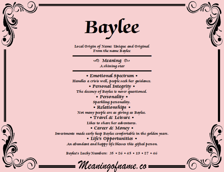 What Does The Name Baylee Mean