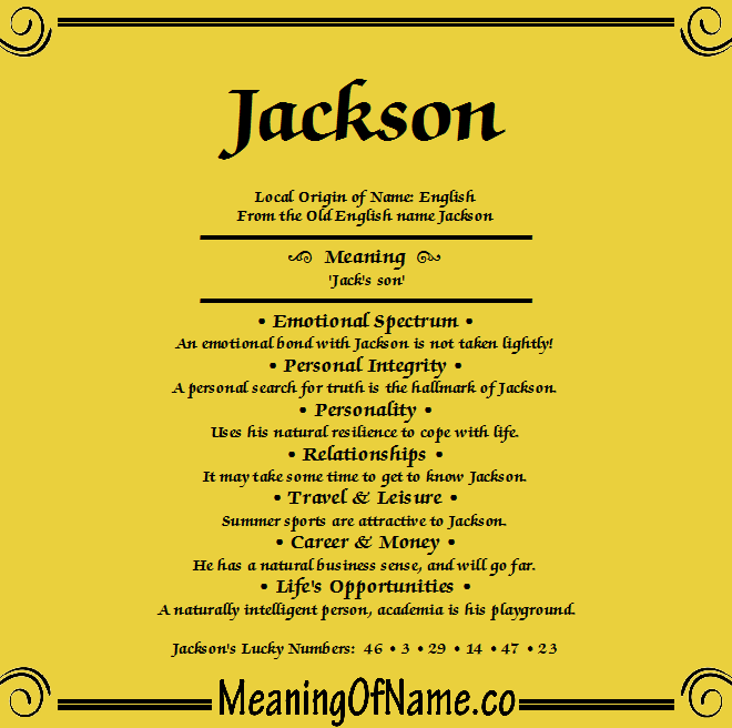 What Does The Name Jackson Mean Personality