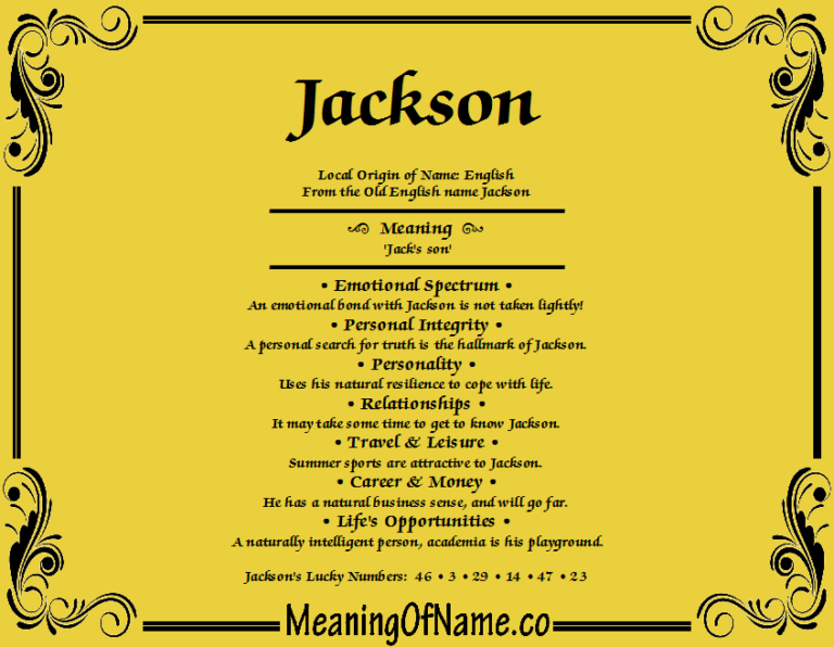 What Does The Name Jackson Mean Personality