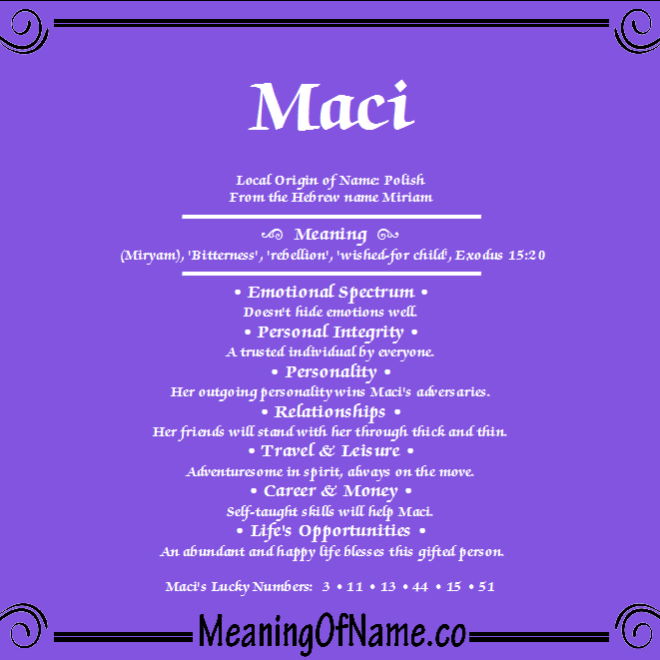 What Does The Name Maci Mean