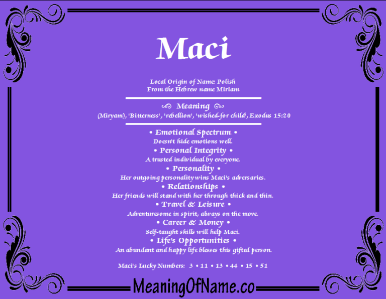 What Does The Name Maci Mean
