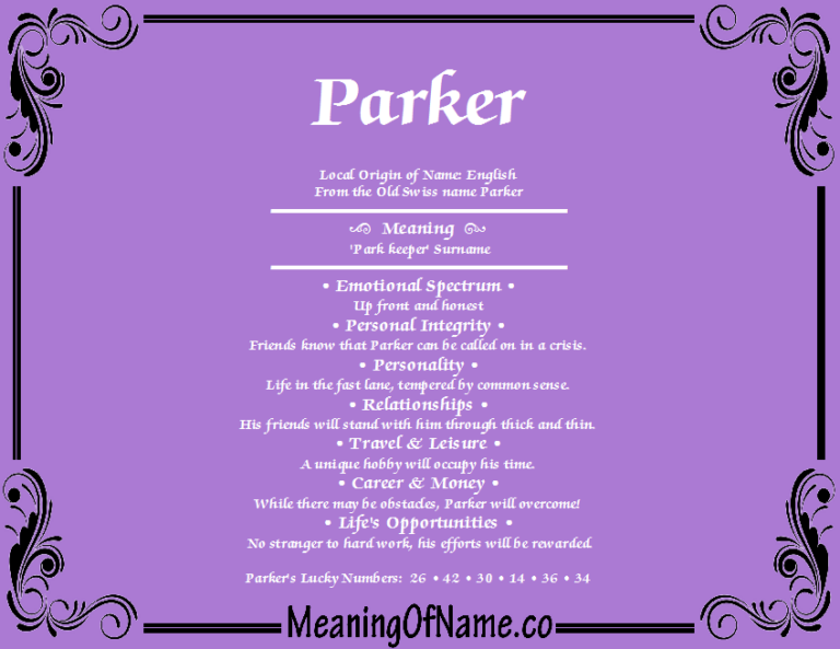 What Does The Name Parker Mean In The Bible