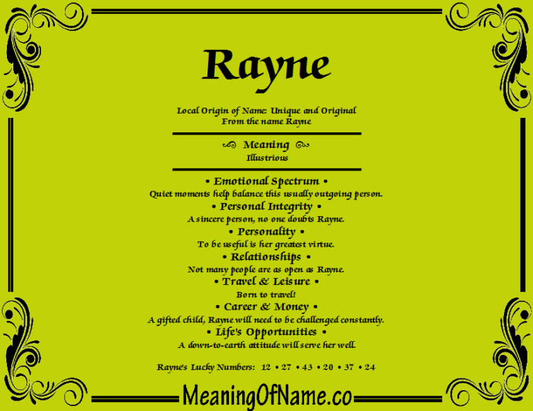 What Does The Name Rayne Mean