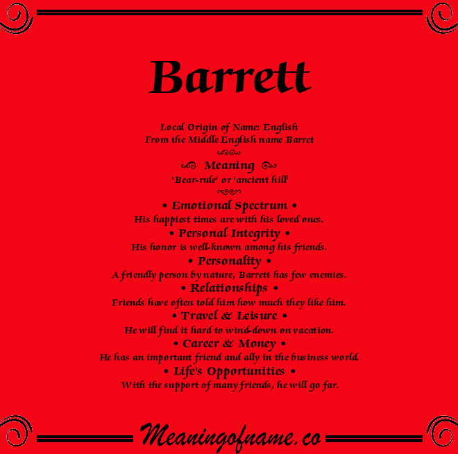 What Does The Name Barrett Mean