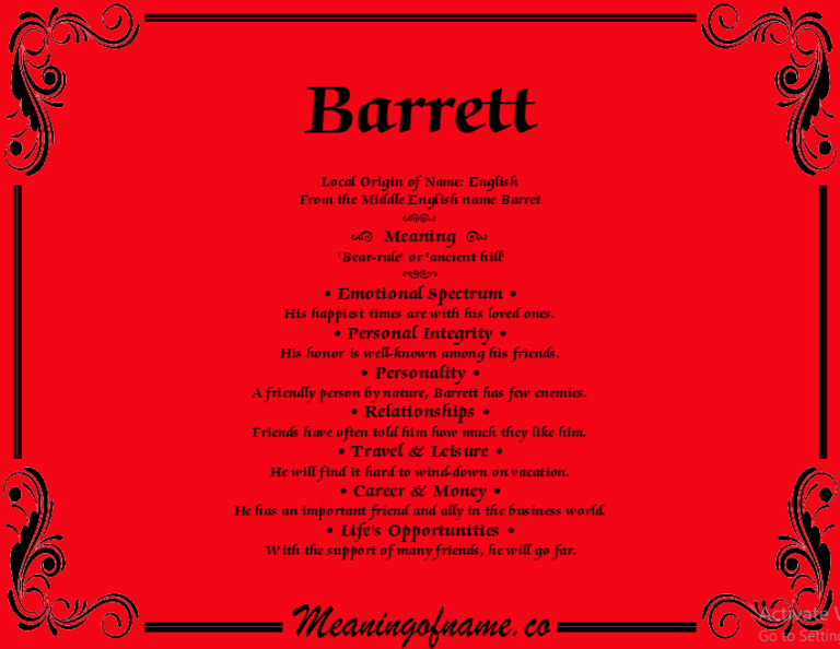 What Does The Name Barrett Mean