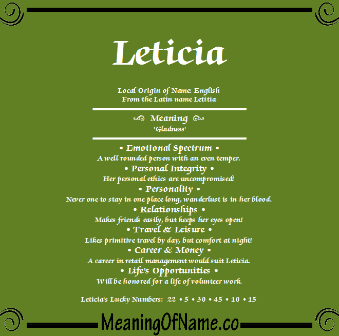 What Does Leticia Name Mean