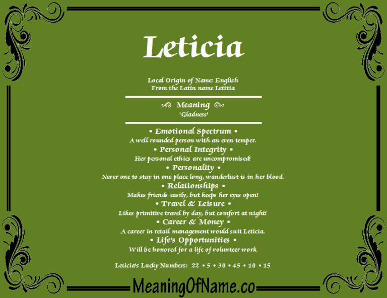 What Does Leticia Name Mean
