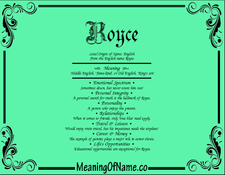 What Does The Name Royce Mean