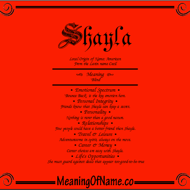 What Does The Name Shayla Mean
