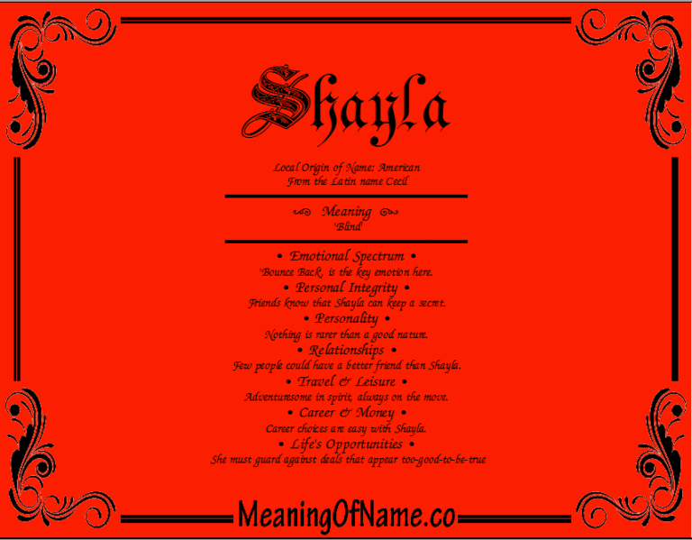 What Does The Name Shayla Mean