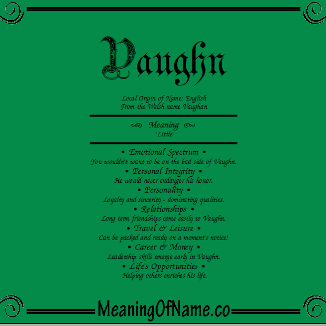 What Does The Name Vaughn Mean