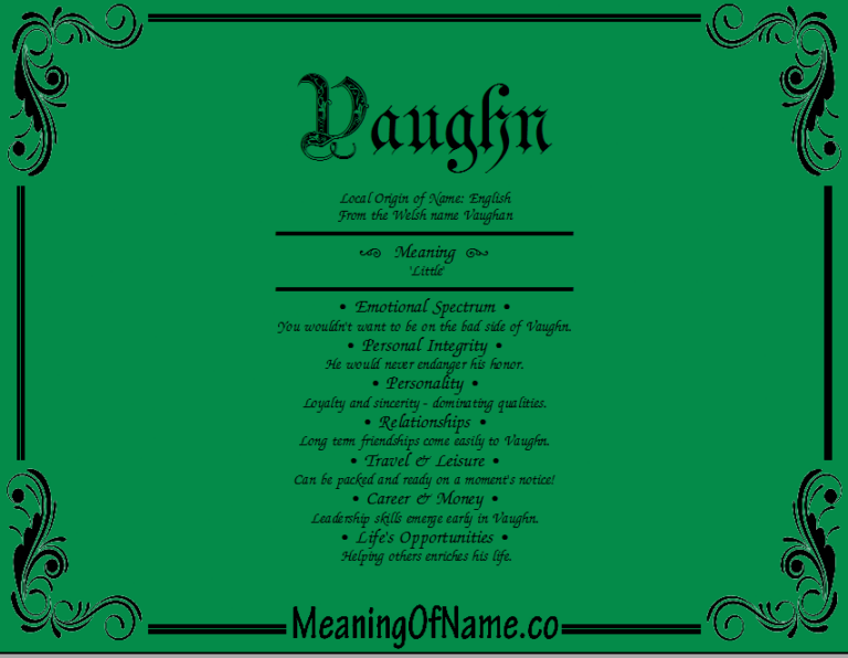 What Does The Name Vaughn Mean