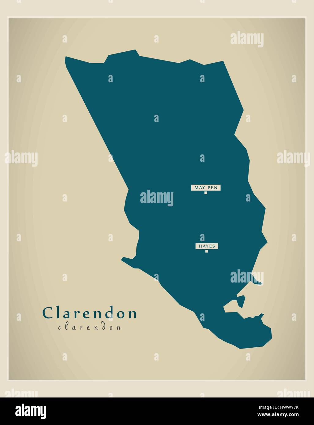 Modern Map of Clarendon from Alamy