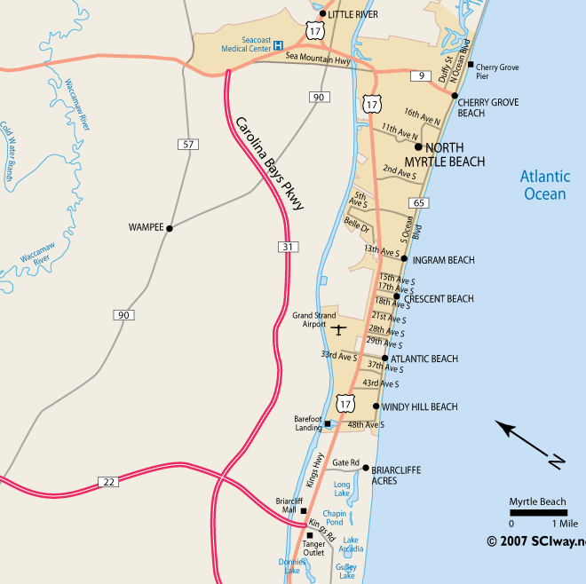 Map Of Cherry Grove North Myrtle Beach Sc
