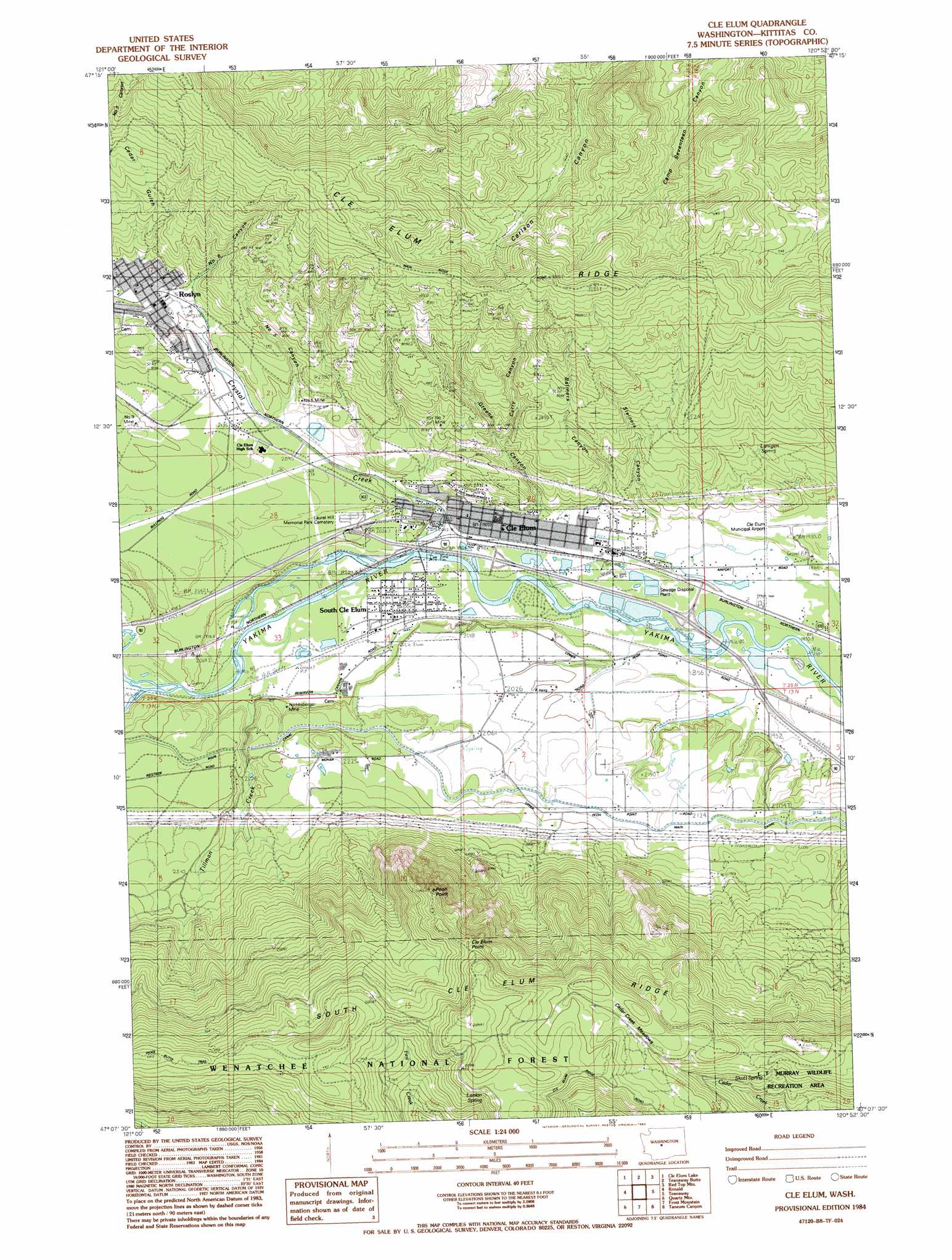 Cle Elum Topographic Map, WA - USGS Topo Quad 47120b8