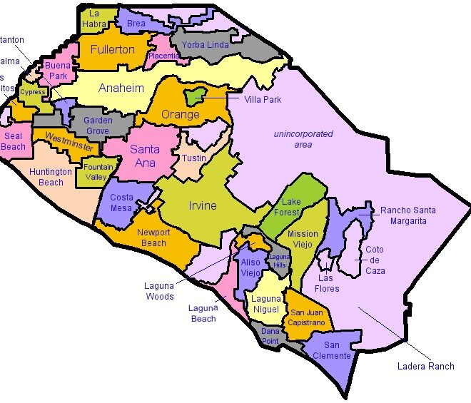 Map Of Cities In Orange County