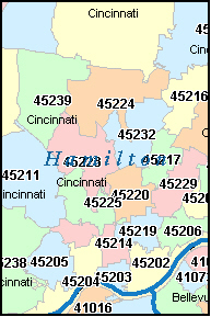 CINCINNATI Ohio, OH ZIP Code Map