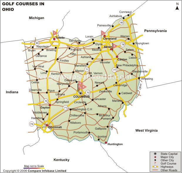 Ohio Golf Courses Map