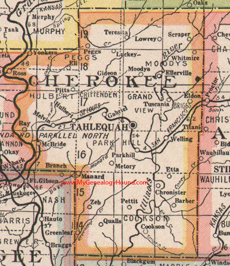Map Of Cherokee County - Cities And Towns Map