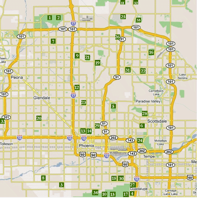 Map Of Golf Courses In Phoenix Area