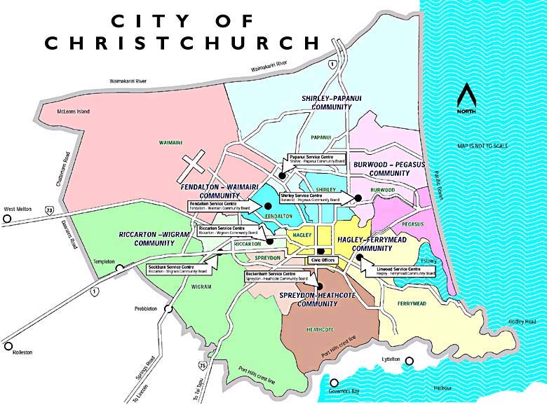 Political map of Christchurch