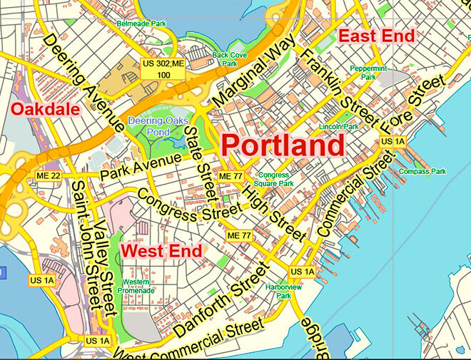 Map Of Greater Portland Maine Area