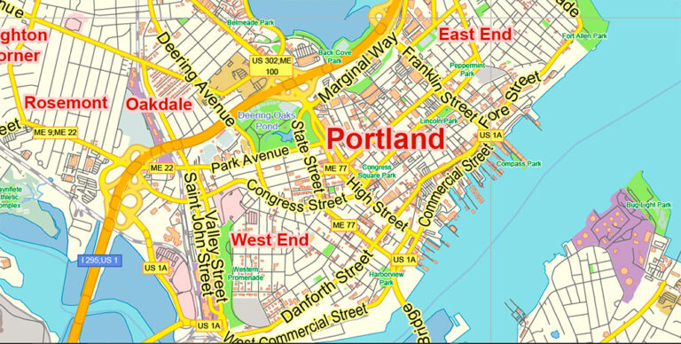 Map Of Greater Portland Maine Area