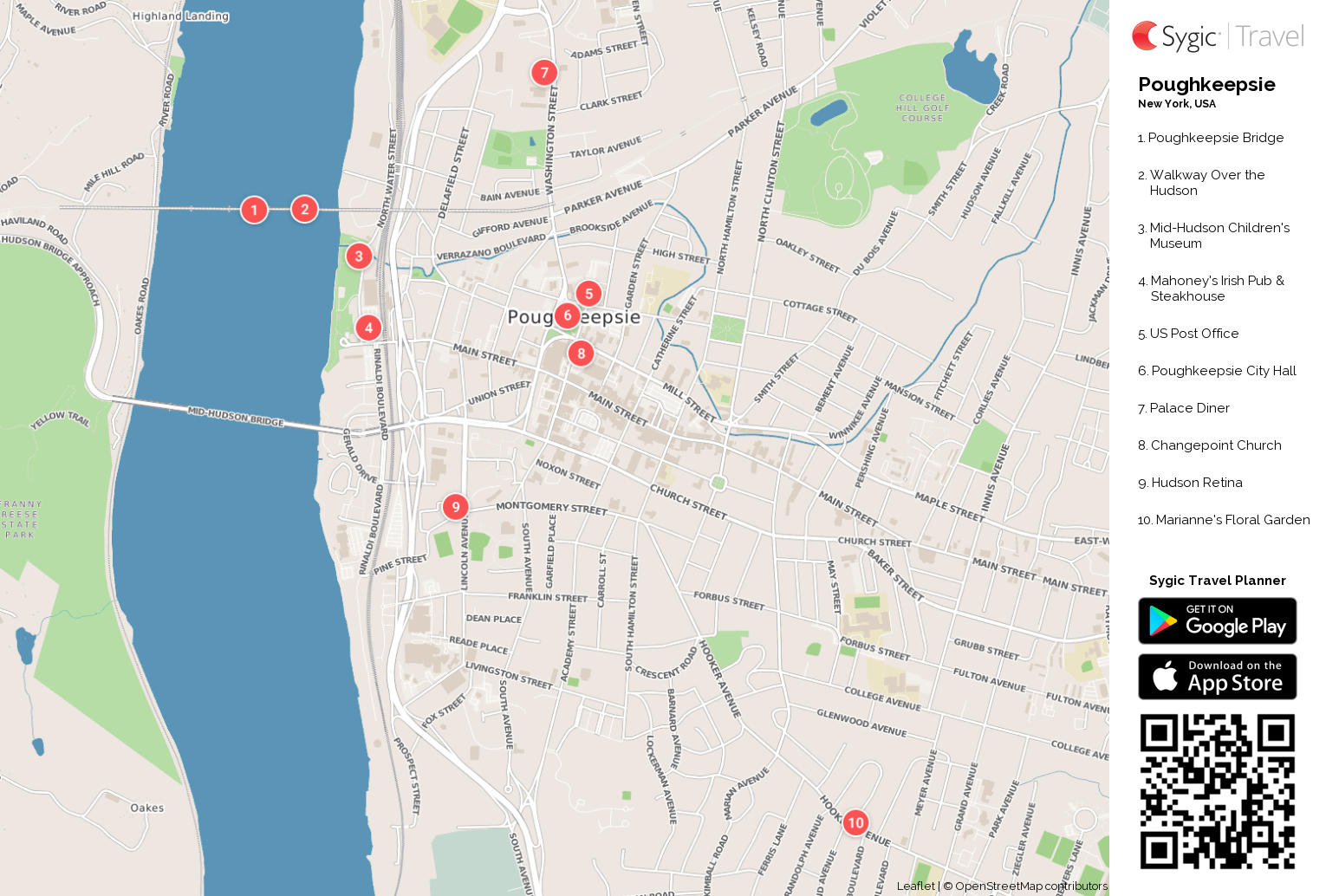 Poughkeepsie Printable Tourist Map