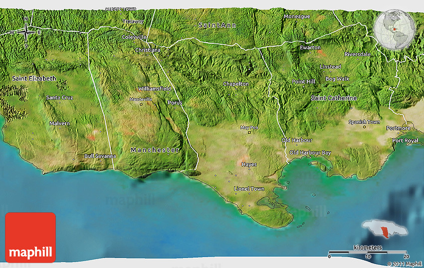 Satellite 3D Map of Clarendon