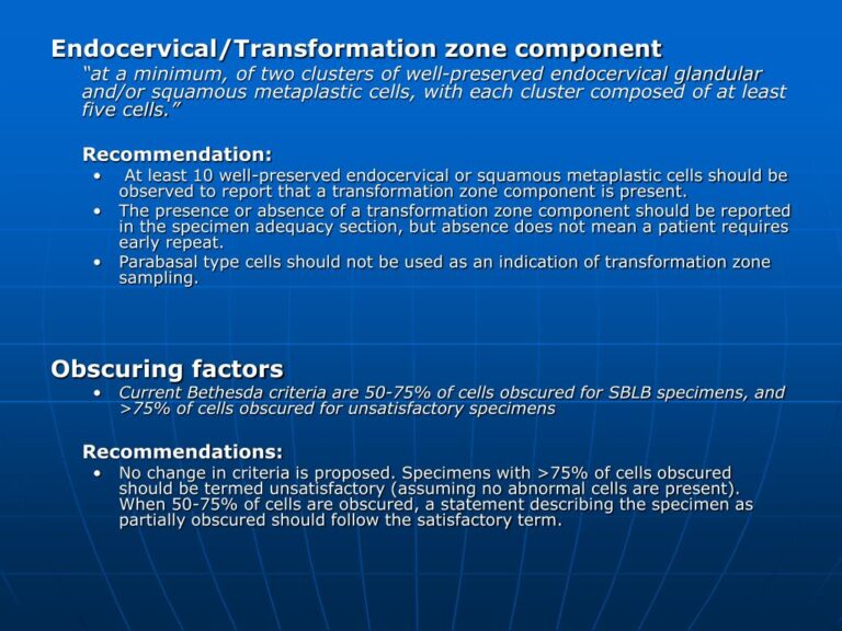What Does Endocervical Transformation Zone Component Present Mean