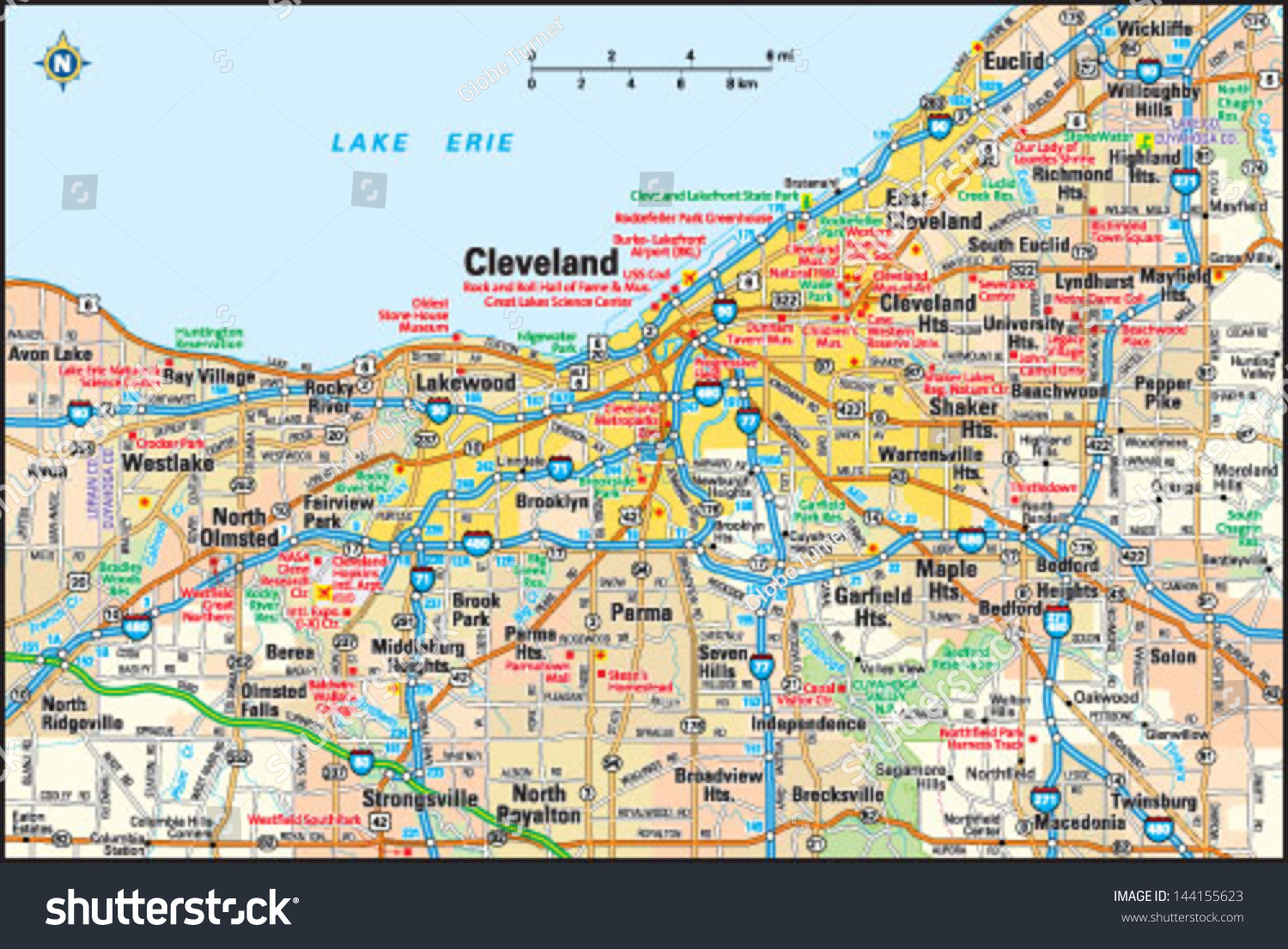 Cleveland Ohio Area Map Stock Vector on Shutterstock