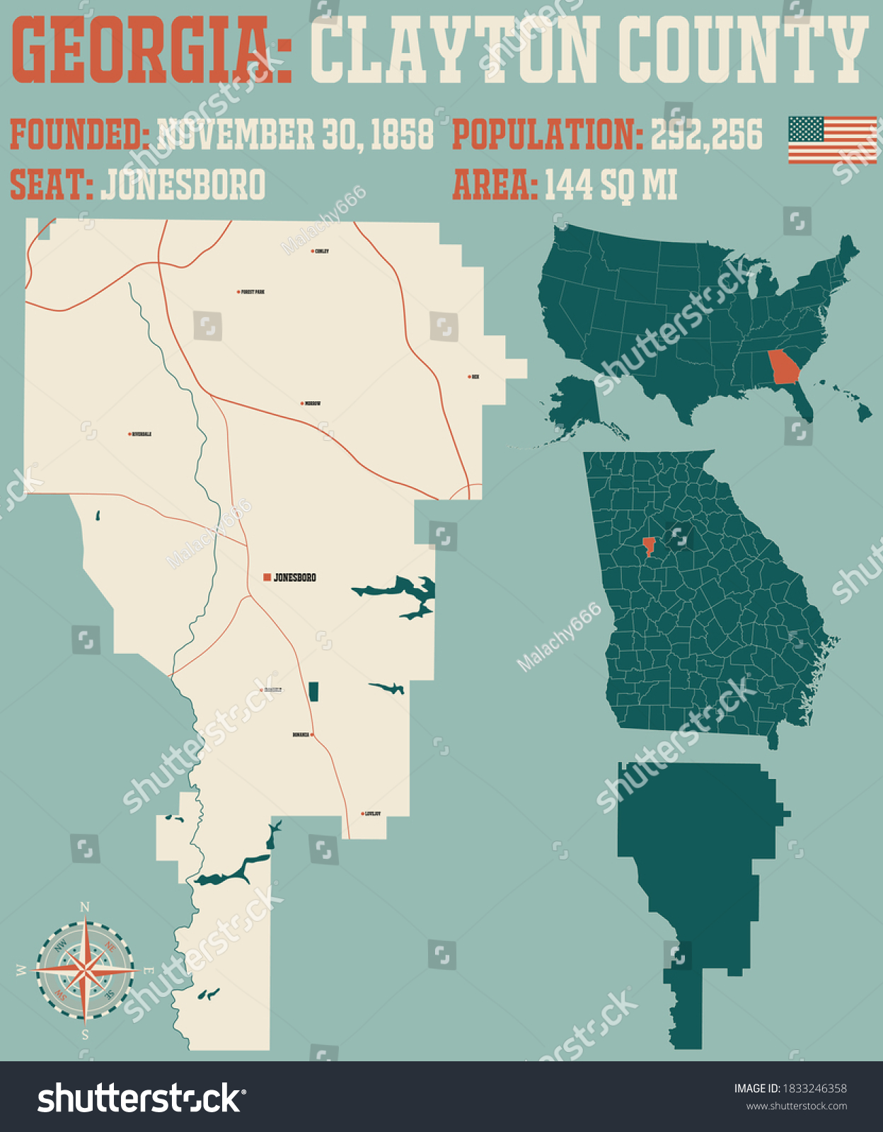 Large Detailed Map Clayton County Georgia