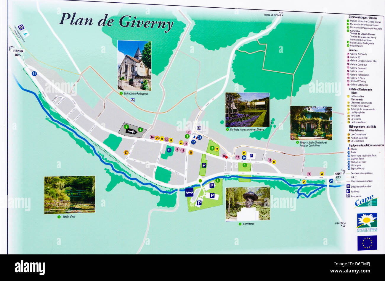 Town map, Giverny, Normandy, France