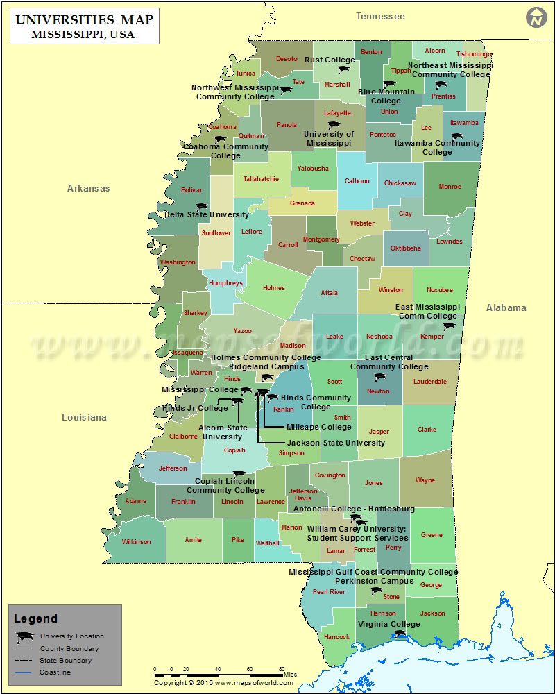 List Of Universities in Mississippi | MapsofWorld
