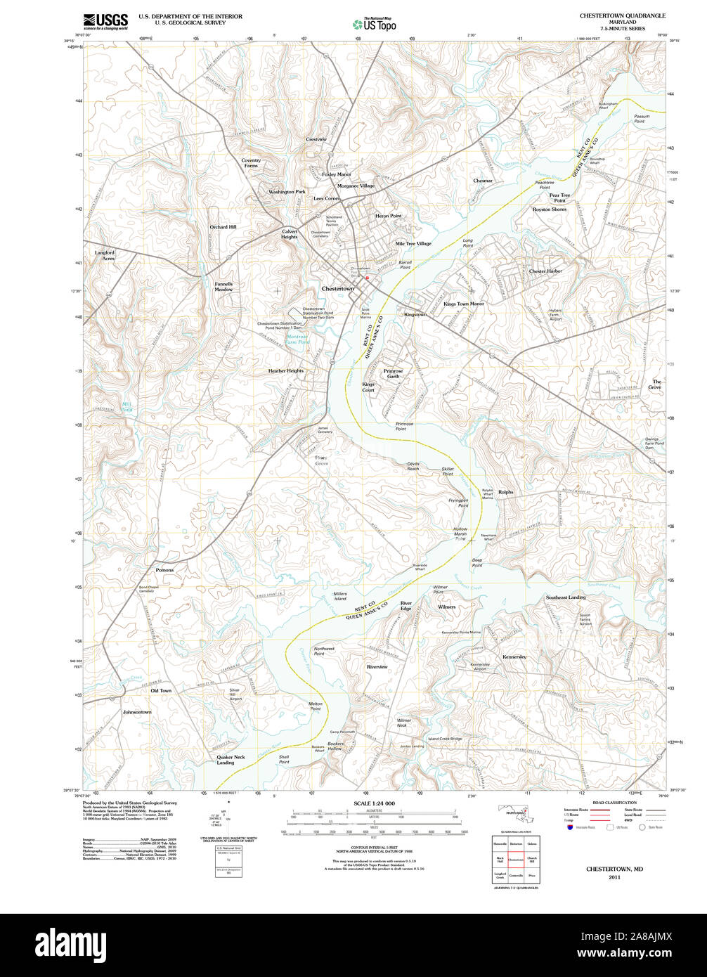 2011 USGS Topographic Map of Chestertown, MD