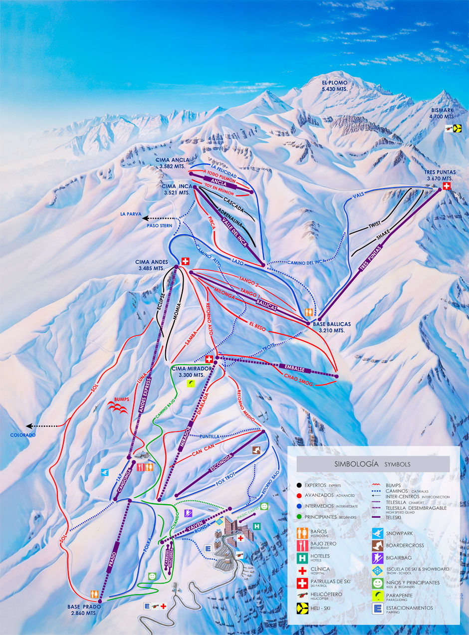 Valle Nevado trail map